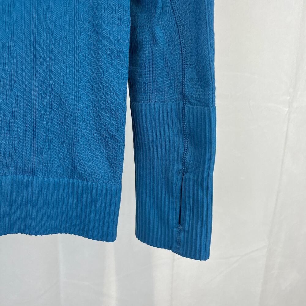 LULULEMON Rest Less Pullover Cable Textured Seamless Long Sleeve Top Blue Size 6 - Picture 6 of 7